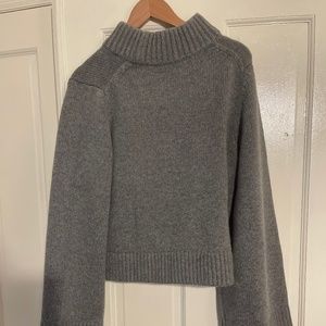 KHAITE cropped grey cashmere sweater L